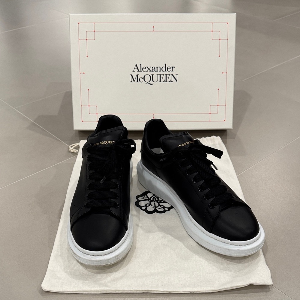 Alexander McQueen Black Sneakers with White Soles